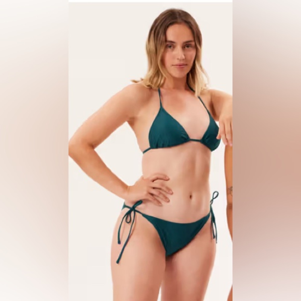 Girlfriend Collective Marina Dive String Bikini Dark Turqouise green/blue Small